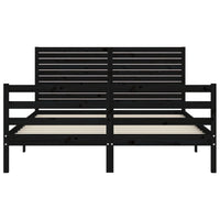 Thumbnail for Massivholzbett mit Kopfteil Schwarz