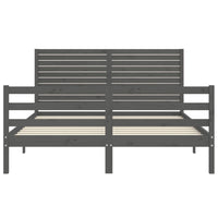 Thumbnail for Massivholzbett mit Kopfteil Grau 160x200 cm
