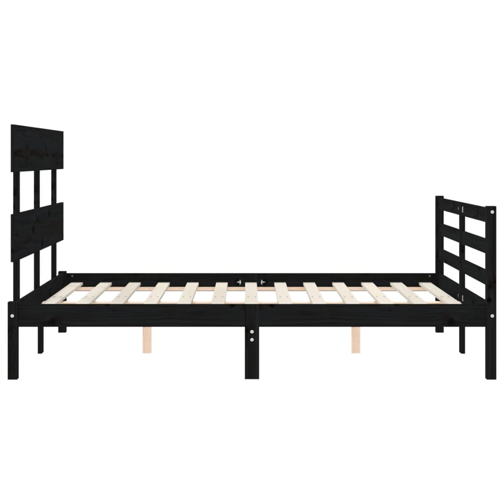 Massivholzbett mit Kopfteil Schwarz 4FT Small Double