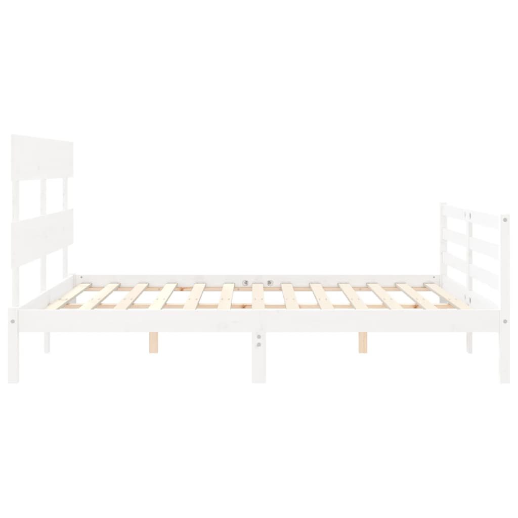 Massivholzbett mit Kopfteil Weiß 5FT King Size