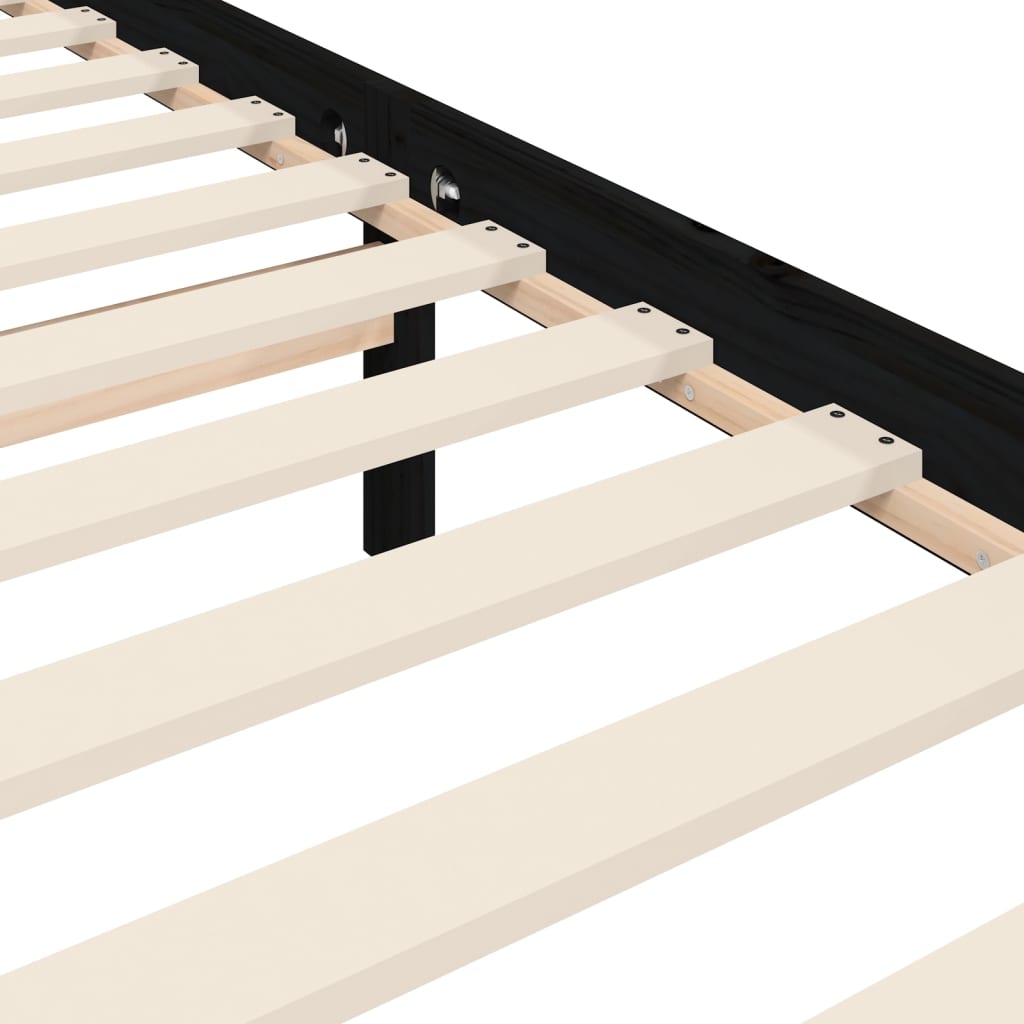 Massivholzbett mit Kopfteil Schwarz 4FT Small Double
