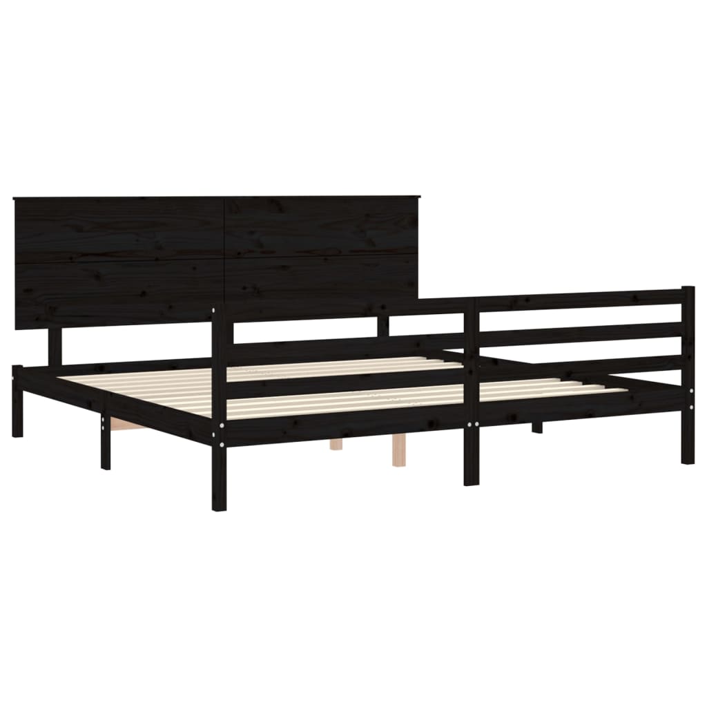 Massivholzbett mit Kopfteil Schwarz 6FT Super King