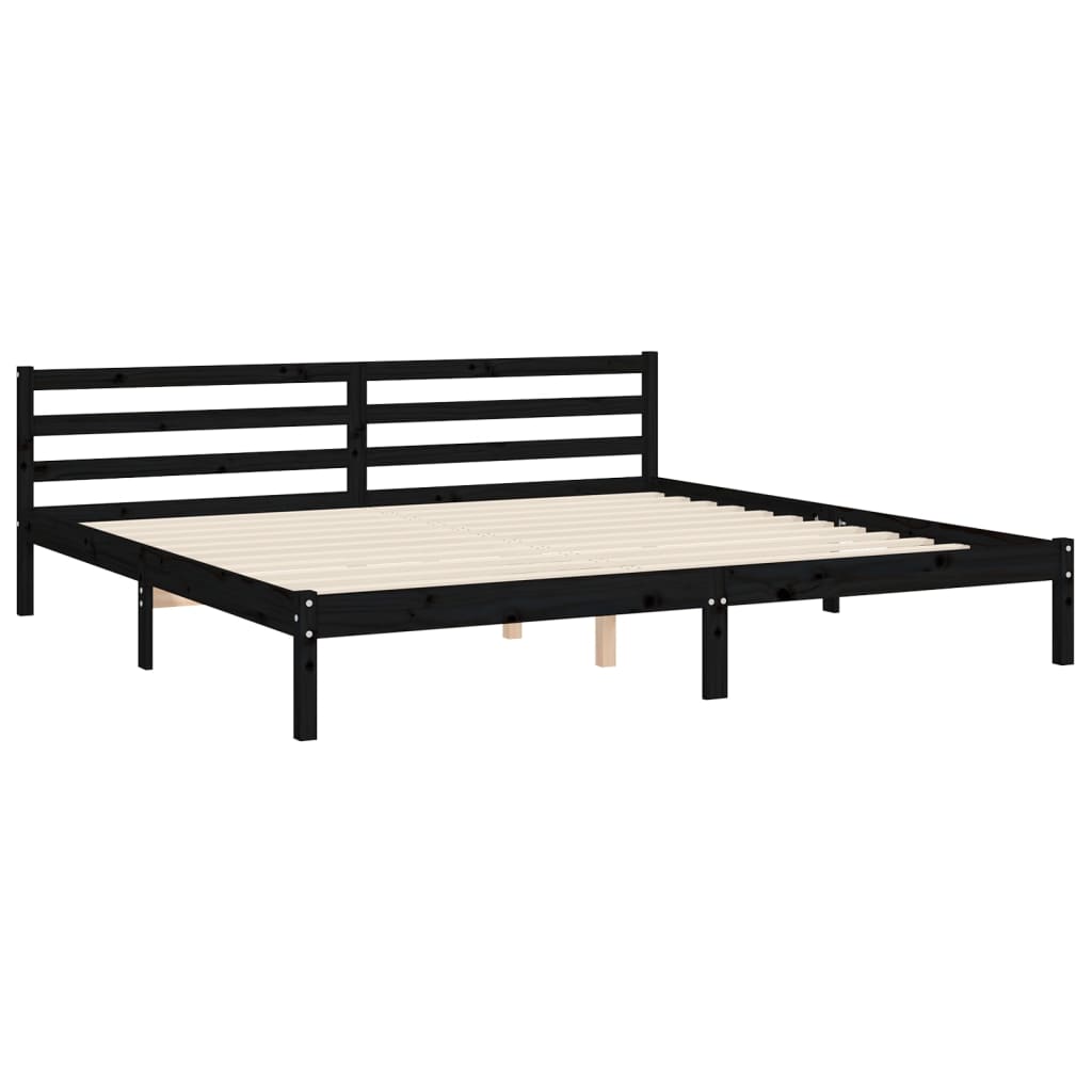 Massivholzbett mit Kopfteil Schwarz 6FT Super King