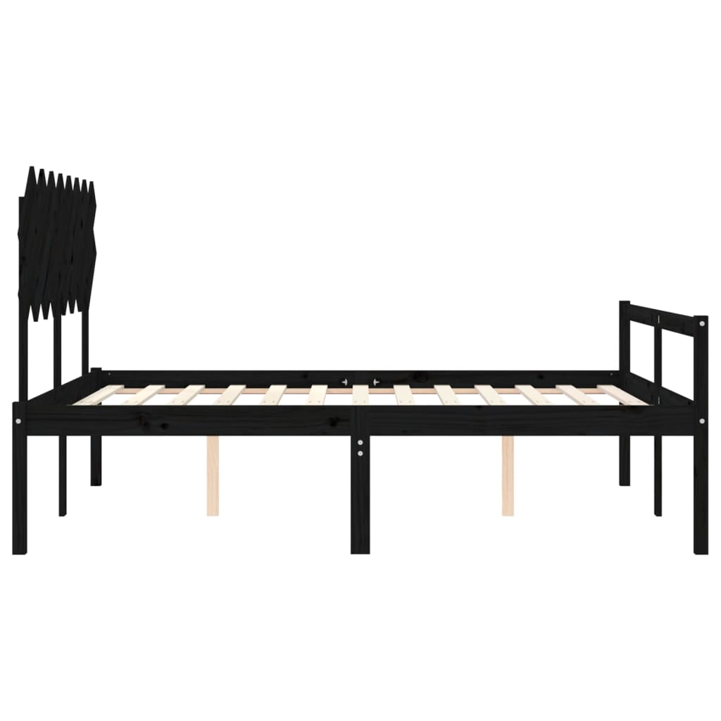 Massivholzbett mit Kopfteil Schwarz 160x200 cm