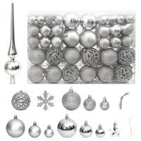 Thumbnail for 111-tlg. Weihnachtskugel-Set Silbern Polystyrol