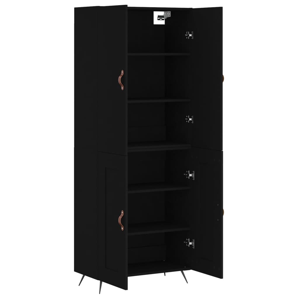 Highboard Schwarz 69,5x34x180 cm Holzwerkstoff