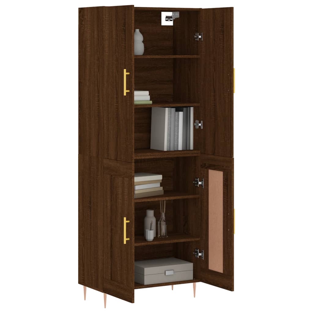 Highboard Braun Eichen-Optik 69,5x34x180 cm Holzwerkstoff