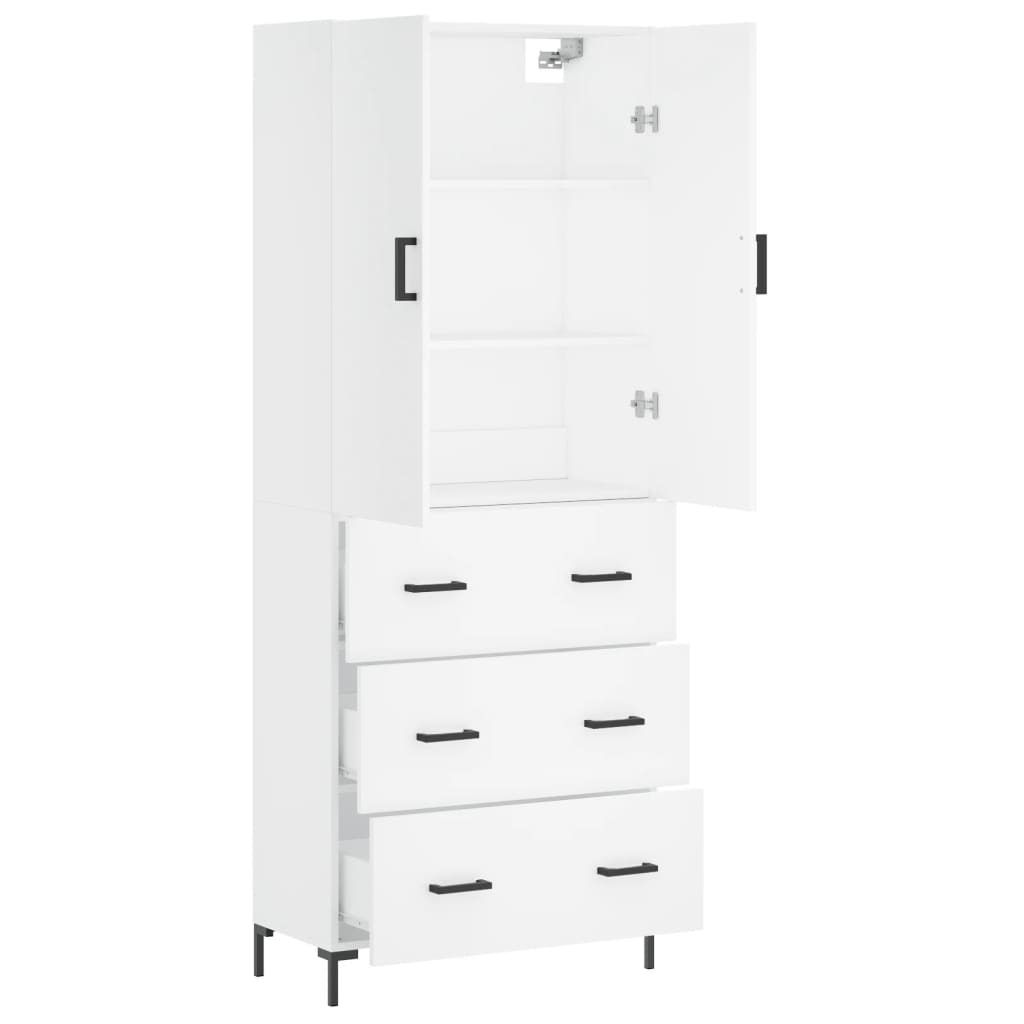 Highboard Weiß 69,5x34x180 cm Holzwerkstoff