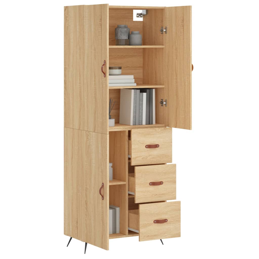 Highboard Sonoma-Eiche 69,5x34x180 cm Holzwerkstoff