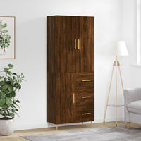 Thumbnail for Highboard Braun Eichen-Optik 69,5x34x180 cm Holzwerkstoff
