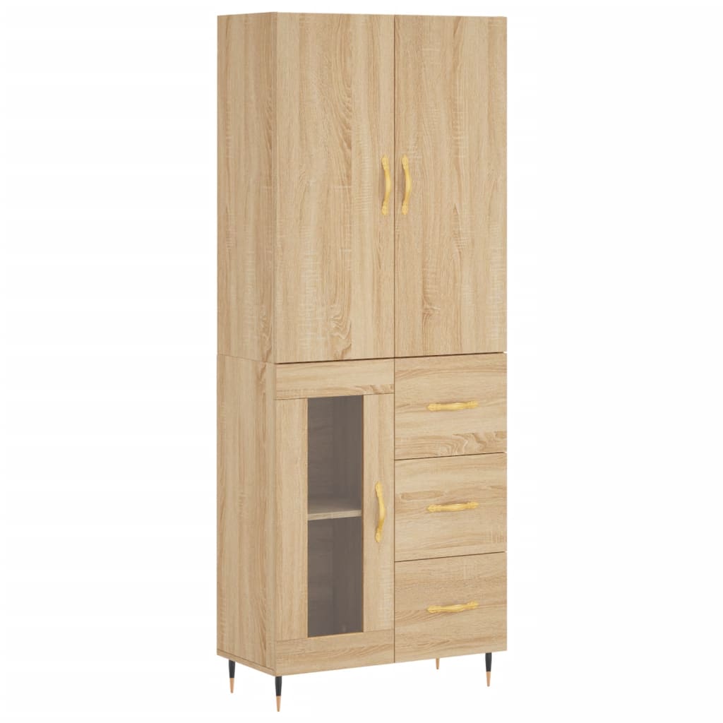 Highboard Sonoma-Eiche 69,5x34x180 cm Holzwerkstoff