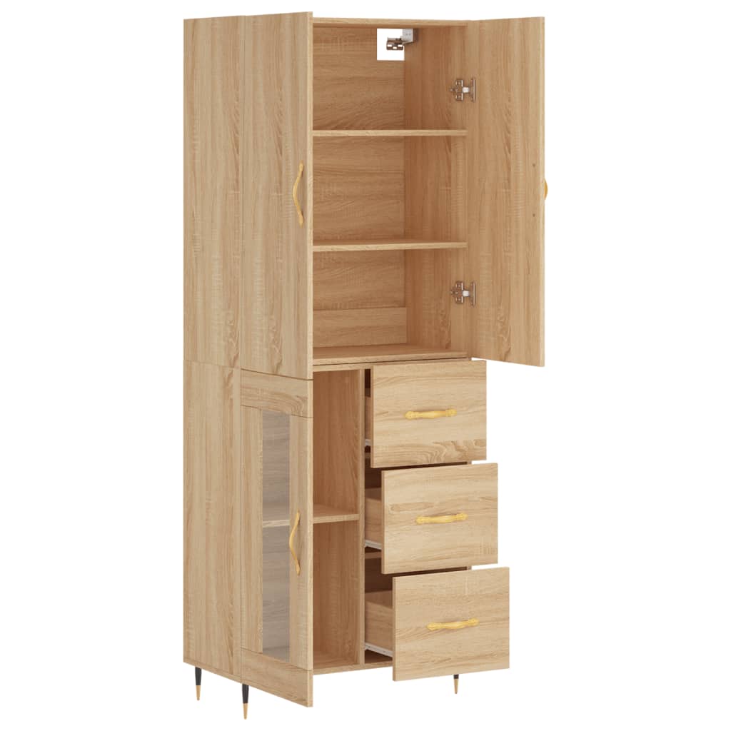 Highboard Sonoma-Eiche 69,5x34x180 cm Holzwerkstoff