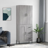 Thumbnail for Highboard Grau Sonoma 69,5x34x180 cm Holzwerkstoff