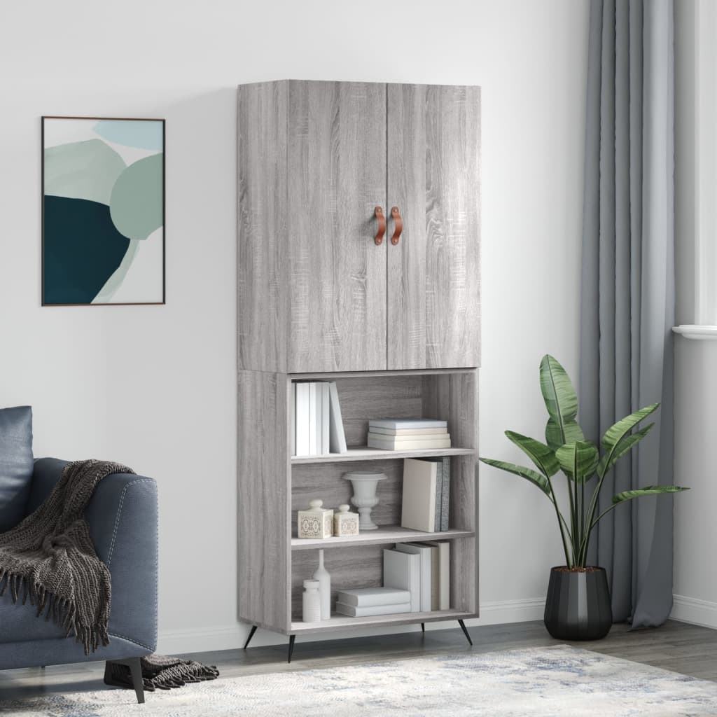 Highboard Grau Sonoma 69,5x34x180 cm Holzwerkstoff