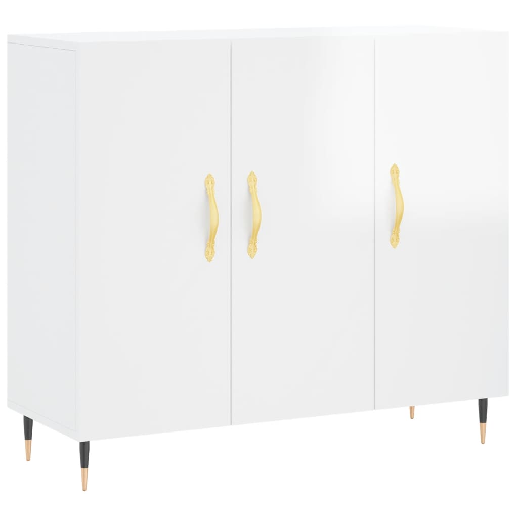 Sideboard Hochglanz-Weiß 90x34x80 cm Holzwerkstoff
