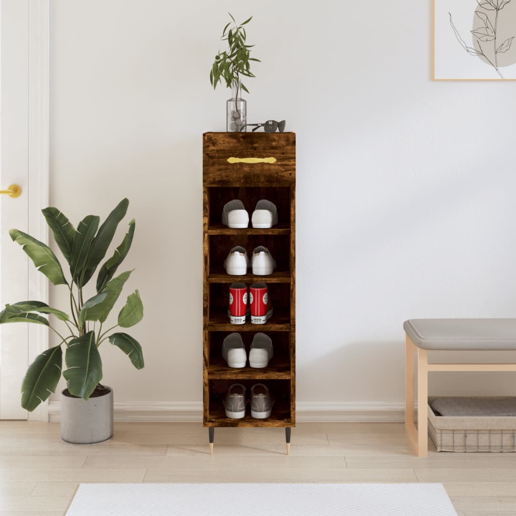 Schuhschrank Räuchereiche 30x35x105 cm Holzwerkstoff