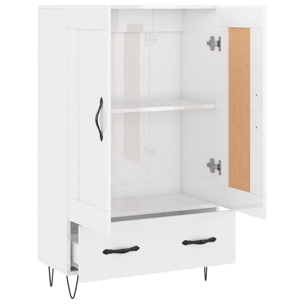 Highboard Hochglanz-Weiß 69,5x31x115 cm Holzwerkstoff