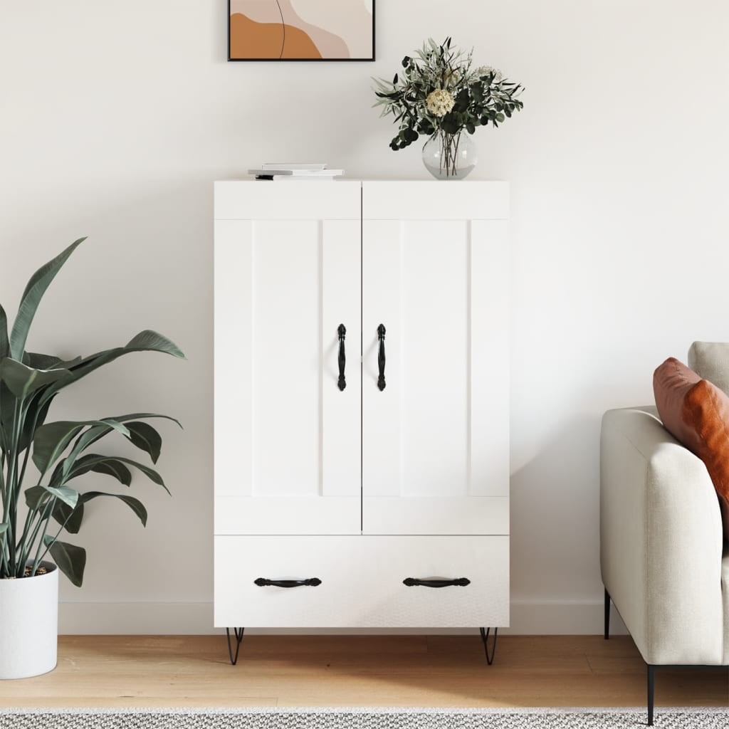 Highboard Hochglanz-Weiß 69,5x31x115 cm Holzwerkstoff