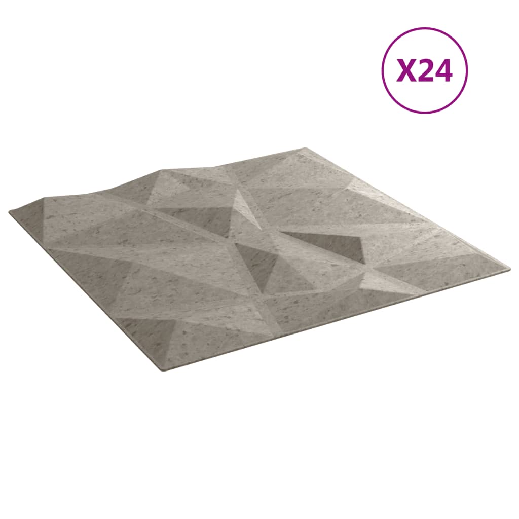 Wandpaneele 24 Stk. Betongrau 50x50 cm EPS 6 m² Diamant