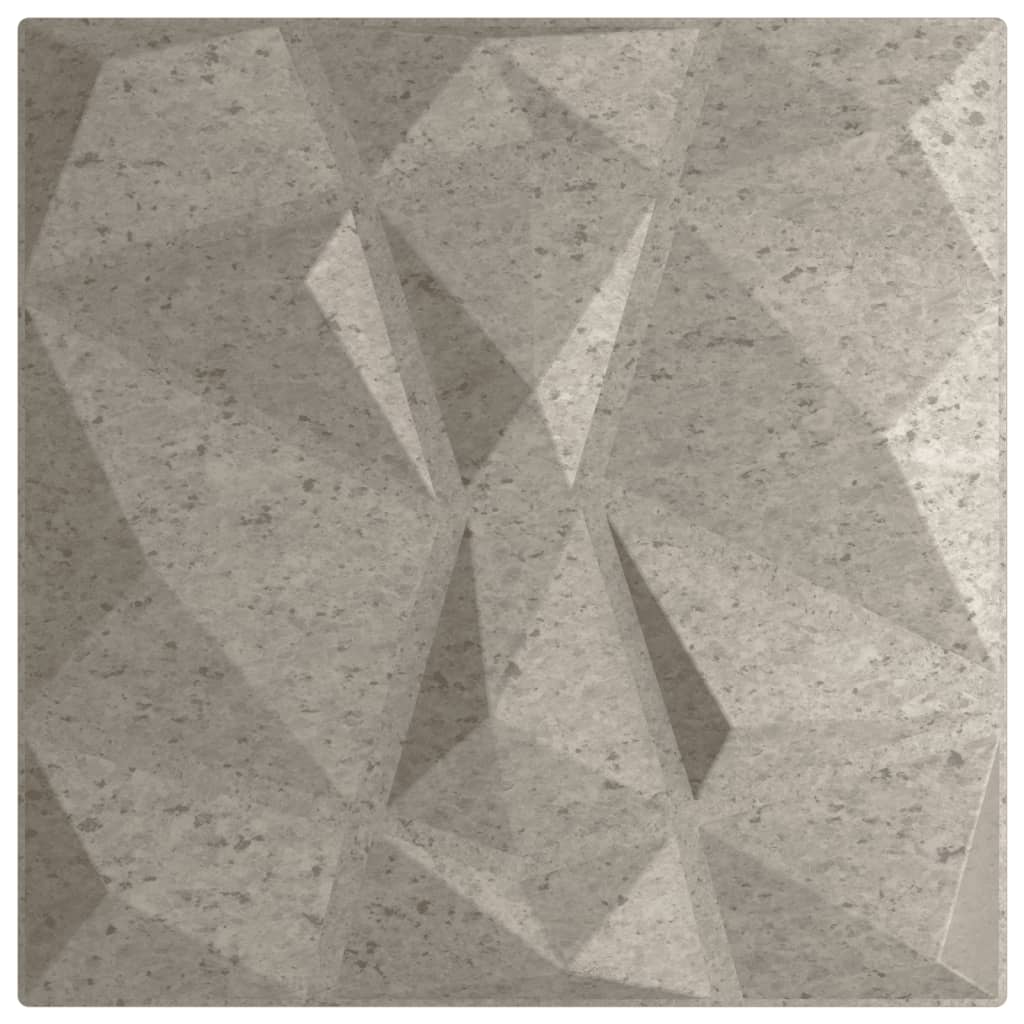 Wandpaneele 24 Stk. Betongrau 50x50 cm EPS 6 m² Diamant