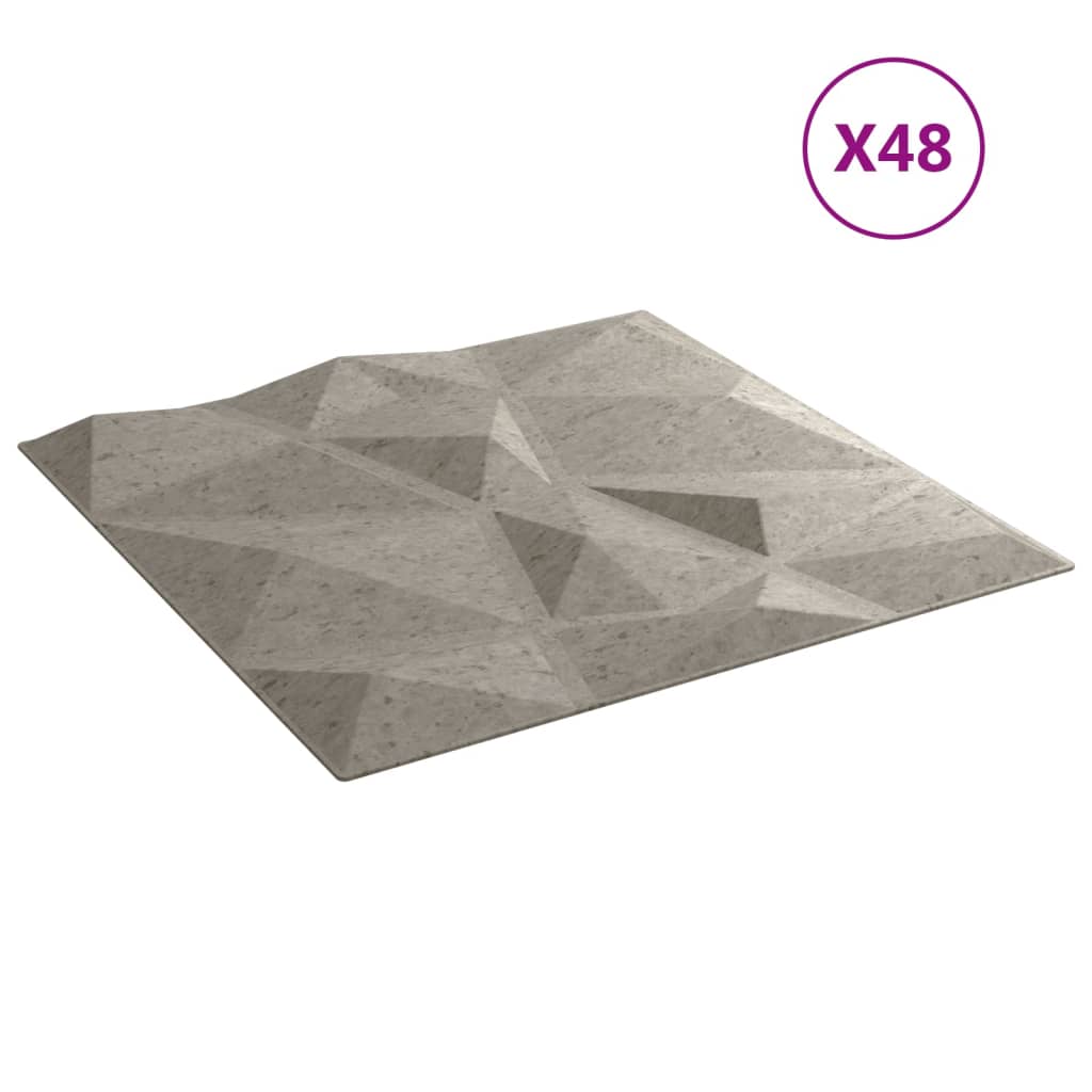 Wandpaneele 48 Stk. Betongrau 50x50 cm EPS 12 m² Diamant