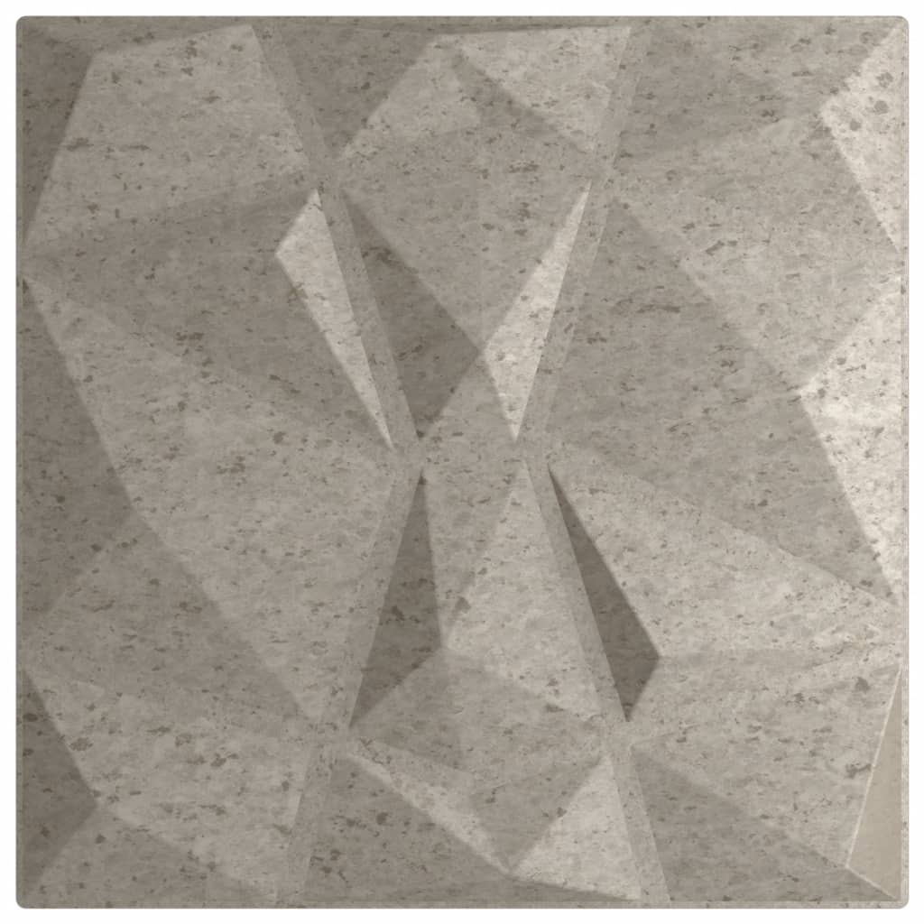 Wandpaneele 48 Stk. Betongrau 50x50 cm EPS 12 m² Diamant