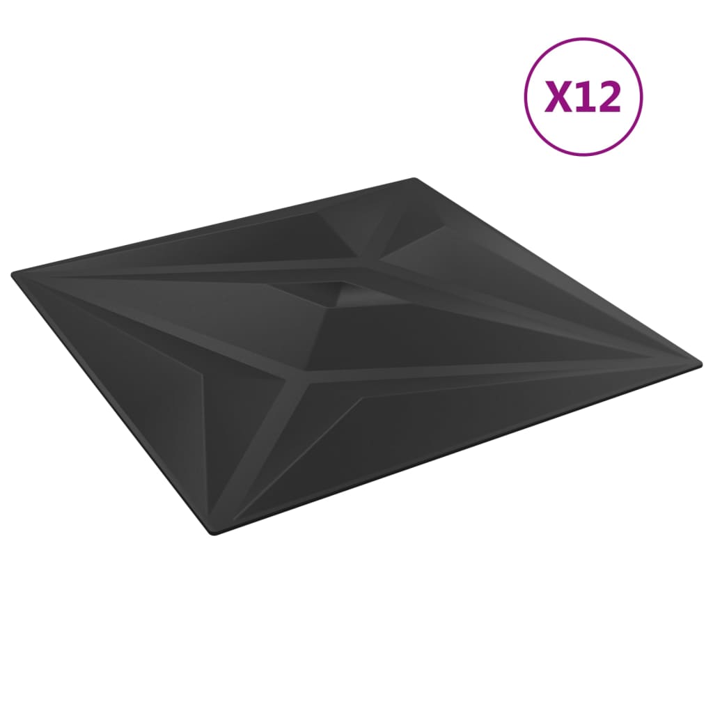Wandpaneele 12 Stk. Schwarz 50x50 cm EPS 3 m² Stern