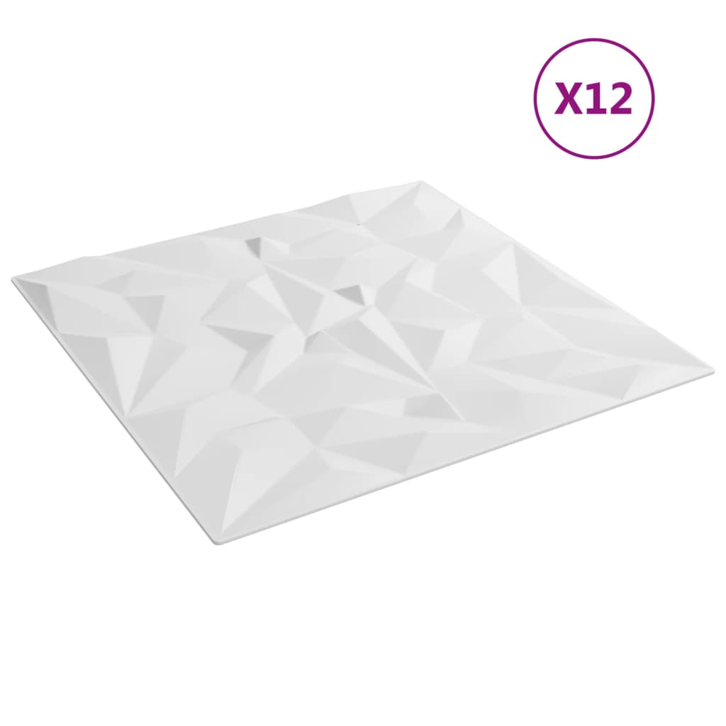 Wandpaneele 12 Stk. Weiß 50x50 cm EPS 3 m² Amethyst