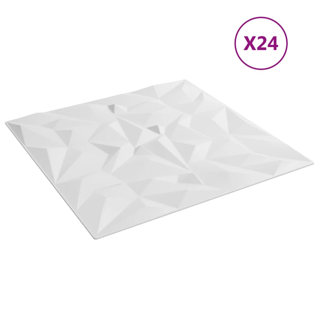 Wandpaneele 24 Stk. Weiß 50x50 cm EPS 6 m² Amethyst