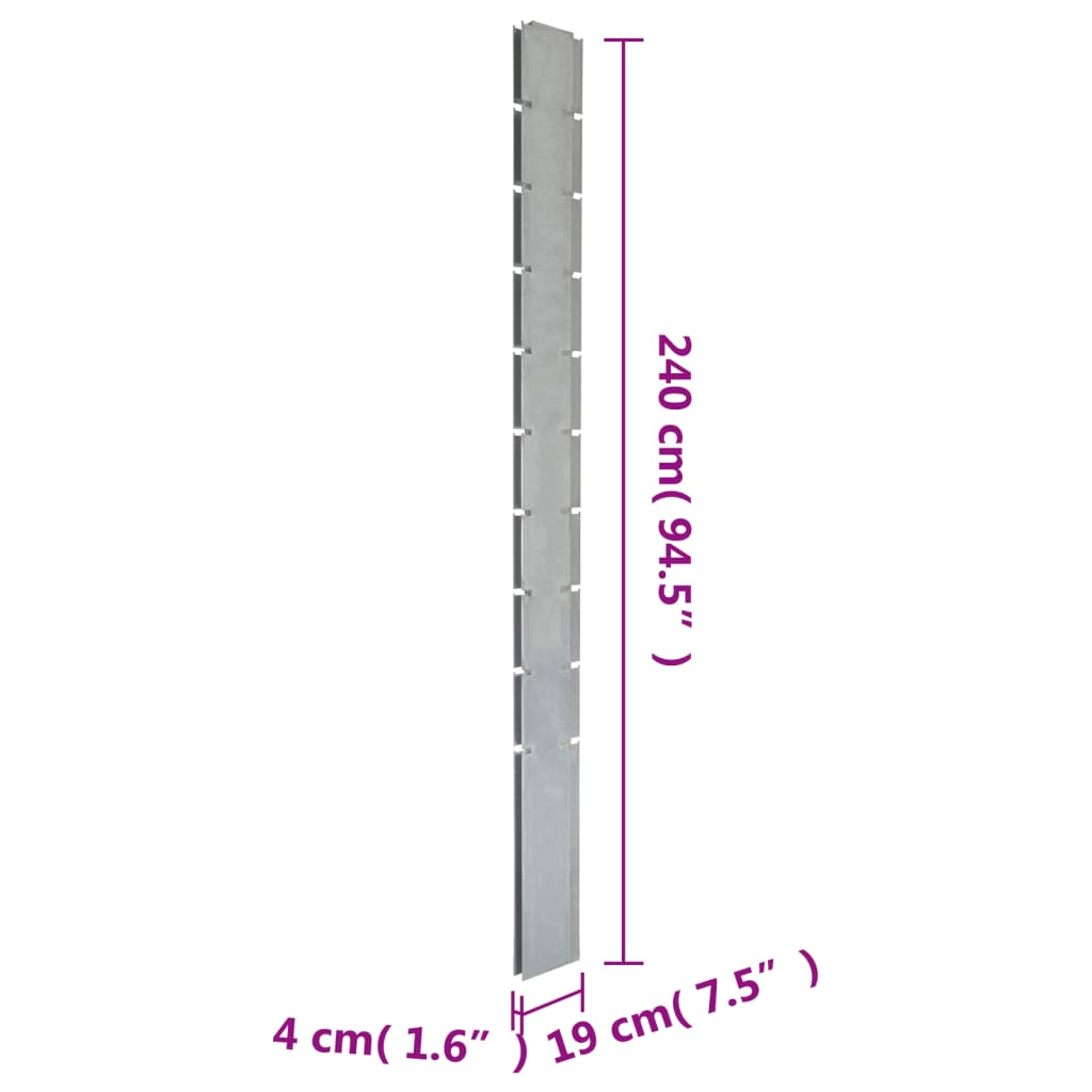 Zaunpfosten 20 Stk. Silbern 240 cm Verzinkter Stahl