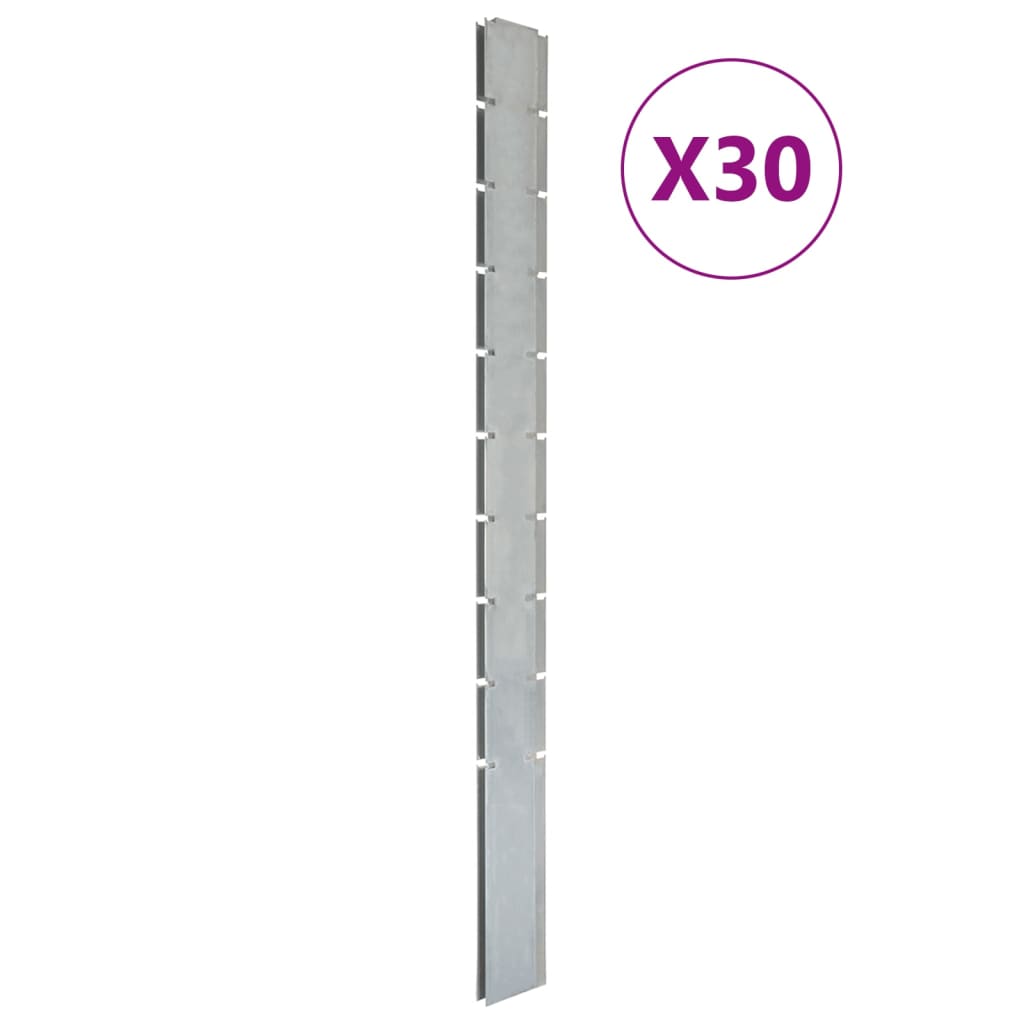 Zaunpfosten 30 Stk. Silbern 240 cm Verzinkter Stahl