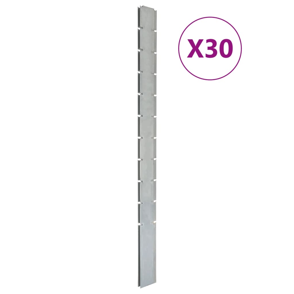 Zaunpfosten 30 Stk. Silbern 260 cm Verzinkter Stahl