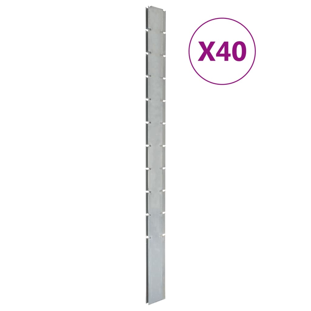 Zaunpfosten 40 Stk. Silbern 260 cm Verzinkter Stahl