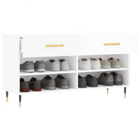 Thumbnail for Schuhbank Hochglanz-Weiß 102x35x55 cm Holzwerkstoff