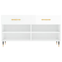 Thumbnail for Schuhbank Hochglanz-Weiß 102x35x55 cm Holzwerkstoff