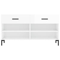 Thumbnail for Schuhbank Hochglanz-Weiß 102x35x55 cm Holzwerkstoff