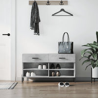 Thumbnail for Schuhbank Betongrau 102x35x55 cm Holzwerkstoff