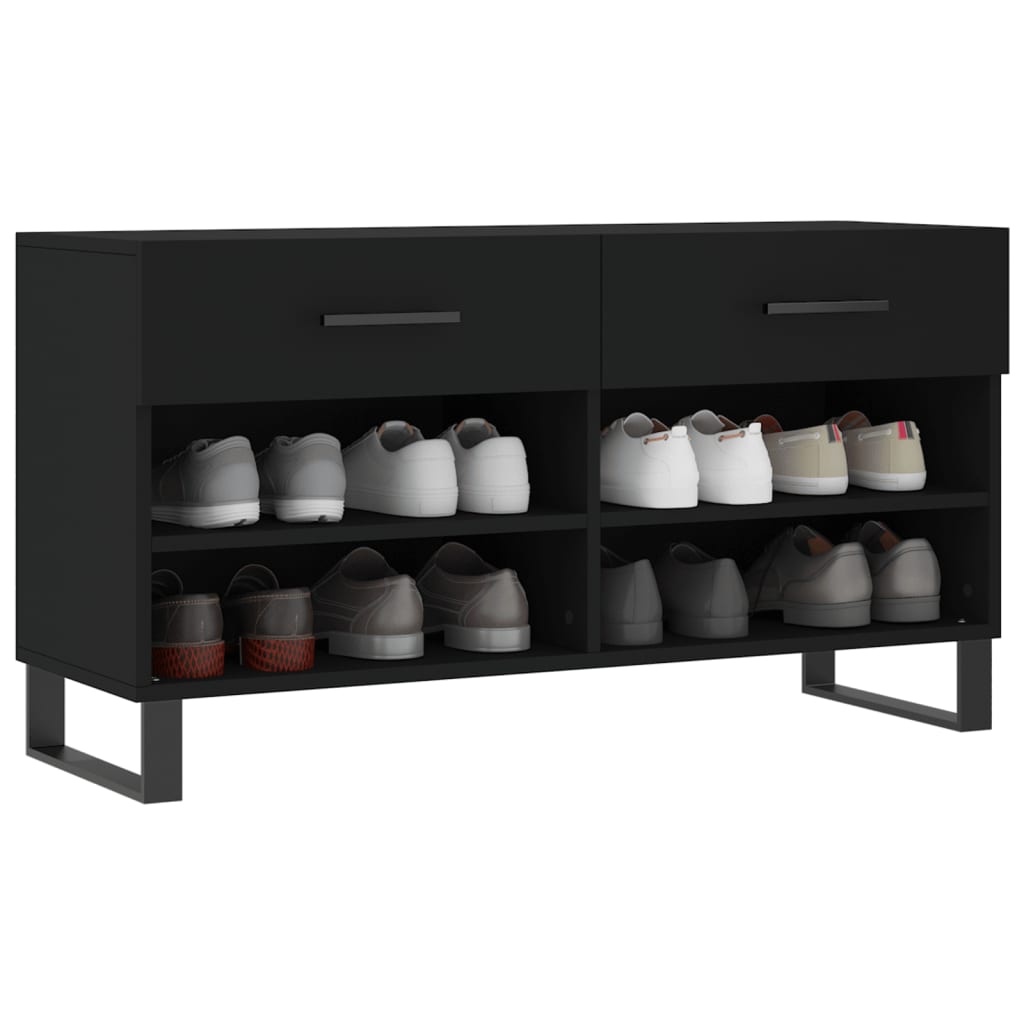 Schuhbank Schwarz 102x35x55 cm Holzwerkstoff