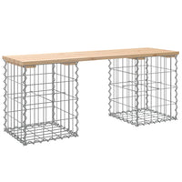Thumbnail for Gartenbank aus Gabionen 103x31x42 cm Massivholz Kiefer