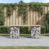 Thumbnail for Gartenbank aus Gabionen 103x31x42 cm Massivholz Kiefer