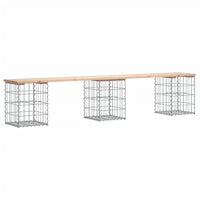 Thumbnail for Gartenbank aus Gabionen 203x31x42 cm Massivholz Kiefer