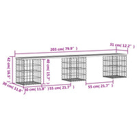 Thumbnail for Gartenbank aus Gabionen 203x31x42 cm Massivholz Kiefer