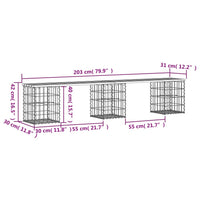 Thumbnail for Gartenbank aus Gabionen 203x31x42 cm Kiefernholz Imprägniert