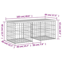 Thumbnail for Gartenbank aus Gabionen 103x44x42 cm Massivholz Kiefer