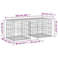 Thumbnail for Gartenbank aus Gabionen 103x44x42 cm Massivholz Douglasie