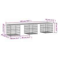 Thumbnail for Gartenbank aus Gabionen 203x44x42 cm Massivholz Kiefer