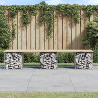 Thumbnail for Gartenbank aus Gabionen 203x44x42 cm Massivholz Kiefer