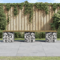 Thumbnail for Gartenbank aus Gabionen 203x44x42 cm Kiefernholz Imprägniert
