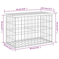 Thumbnail for Gartenbank aus Gabionen 63x31,5x42 cm Massivholz Kiefer
