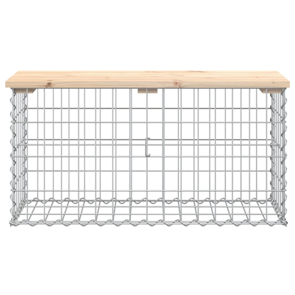 Gartenbank aus Gabionen 83x31,5x42 cm Massivholz Kiefer